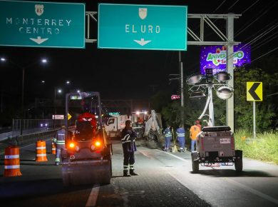 bacheo en carretera nacional. Monterrey bachea zona sur en Carretera Nacional. Movilidad en carrtera nacional