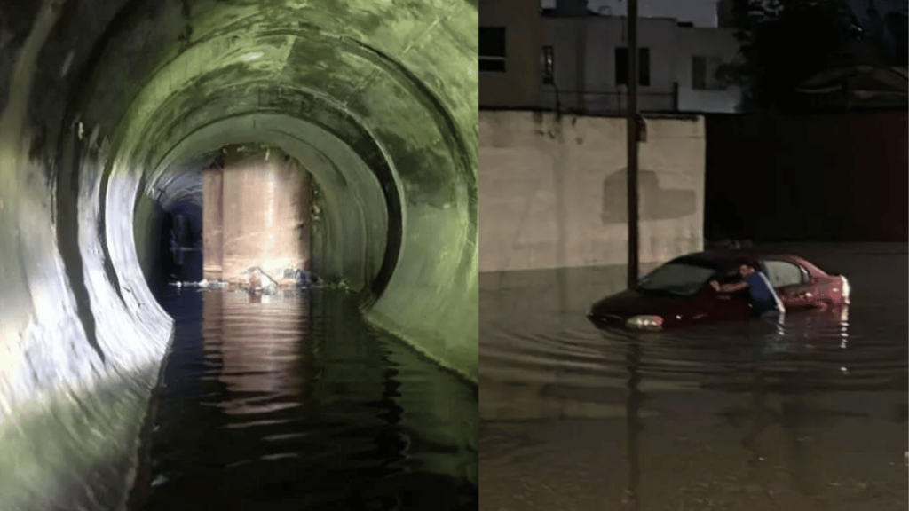 Foto De Cómo El Metro Daña Drenaje Pluvial De Monterrey Y La Segunda Es Una Foto De Cómo Quedo La Ciudad Inundada Por Las Lluvias En Nuevo León