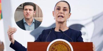 Female Politician Speaks at a Podium with the Mexican Seal; an Inset Circle Shows a Man in a Suit. - Especies Políticas