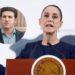 Female Politician Speaks at a Podium with the Mexican Seal; an Inset Circle Shows a Man in a Suit. - Especies Políticas