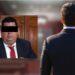 Man in a Dark Suit with Eyes Obscured Sits in Front of a Mexican Flag; a Red Circle with a Raised Fist Overlays the Left Bottom Corner, Suggesting Protest or Censorship. - Especies Políticas