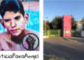 Colorful Mural of a Young Man with a Raised Fist and '#justiciaparaangel' Slogan on the Left; Right Shows a Gated Street Entrance with a Pink Pillar Under a Blue Sky. - Especies Políticas