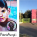 Colorful Mural of a Young Man with a Raised Fist and '#justiciaparaangel' Slogan on the Left; Right Shows a Gated Street Entrance with a Pink Pillar Under a Blue Sky. - Especies Políticas