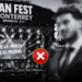 Concert Stage for Fan Fest Monterrey Mundial 2026 with a Live Band; a Blurred Man in Foreground and Yellow Question Marks with a Red X Overlay, Signaling Confusion or Error. - Especies Políticas
