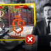 Side-by-side Campus Sculptures Labeled 'antes' and 'ahora' Inside a Yellow Frame; a Red X Badge Overlaps, with a Grayscale Man Speaking at a Podium in the Background. - Especies Políticas